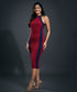 Halter Neck Paneled Ponte Bodycon Dress